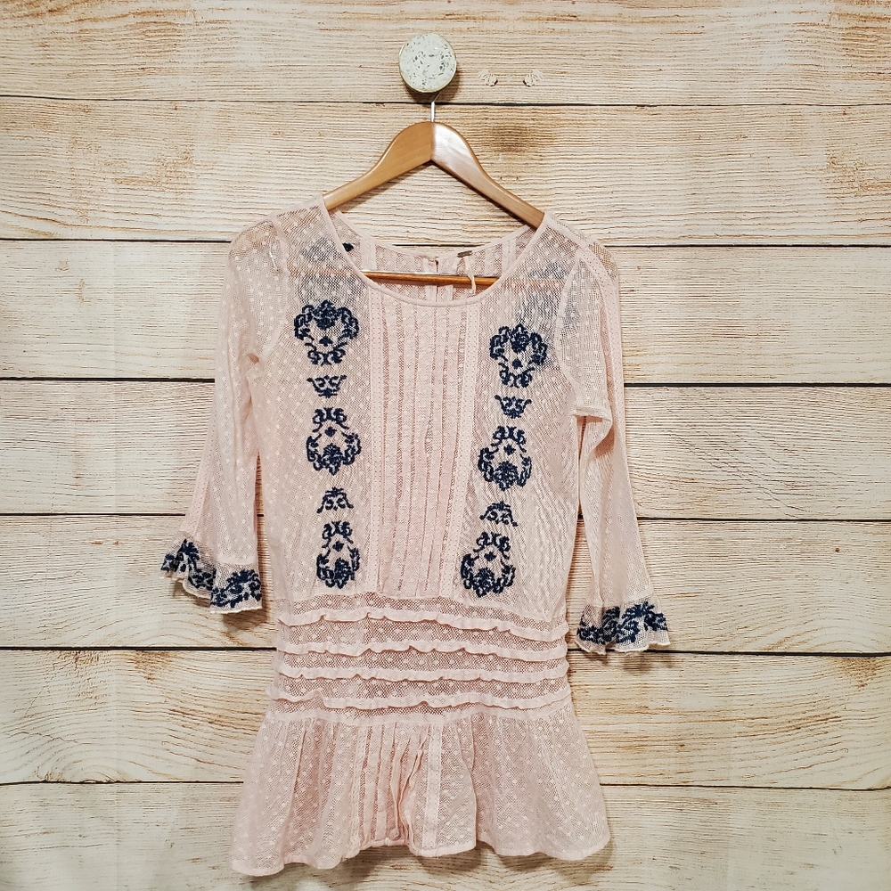 Free People Lace Blouse Top XS